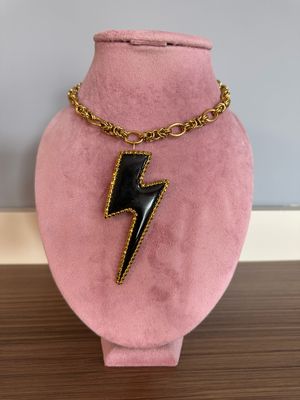 Collar rayo Strass Lenifro Loofro collar dorado collar plateado rayo negro 