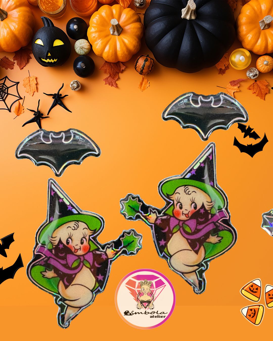 Pendientes kewpies earrings Halloween pendientes spookie cuqui bebés querubines retro vintage