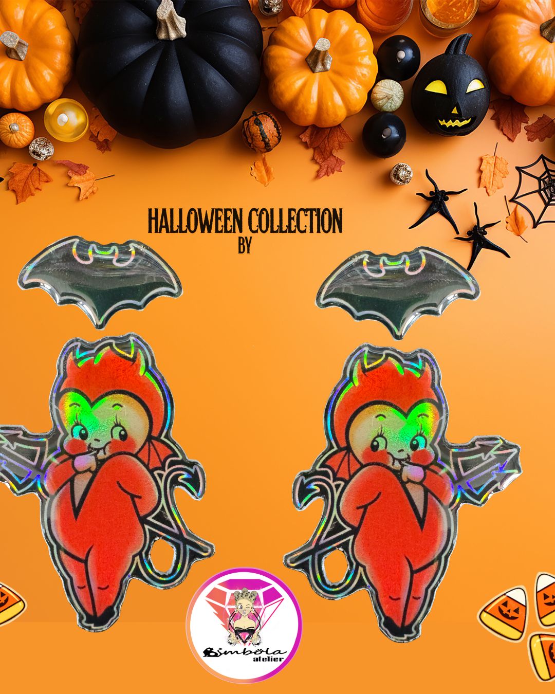 Pendientes kewpies earrings Halloween pendientes spookie cuqui bebés querubines retro vintage