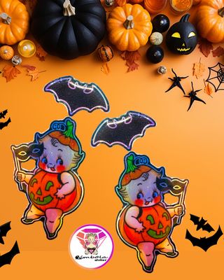 Pendientes kewpies earrings Halloween pendientes spookie cuqui bebés querubines retro vintage
