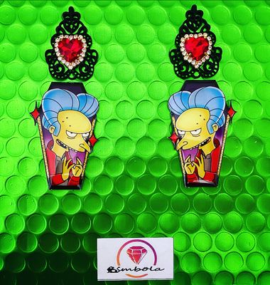 Pendientes Mister Burns pendientes Halloween earrings pendientes Drácula earrings pendientes Simpson Pendientes dibujos animados 