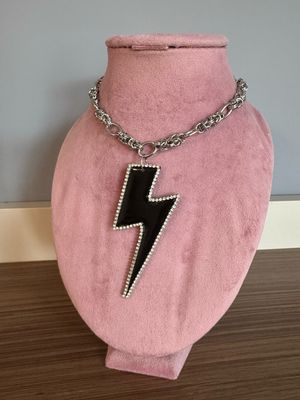 Collar rayo Strass Lenifro Loofro collar dorado collar plateado rayo negro 