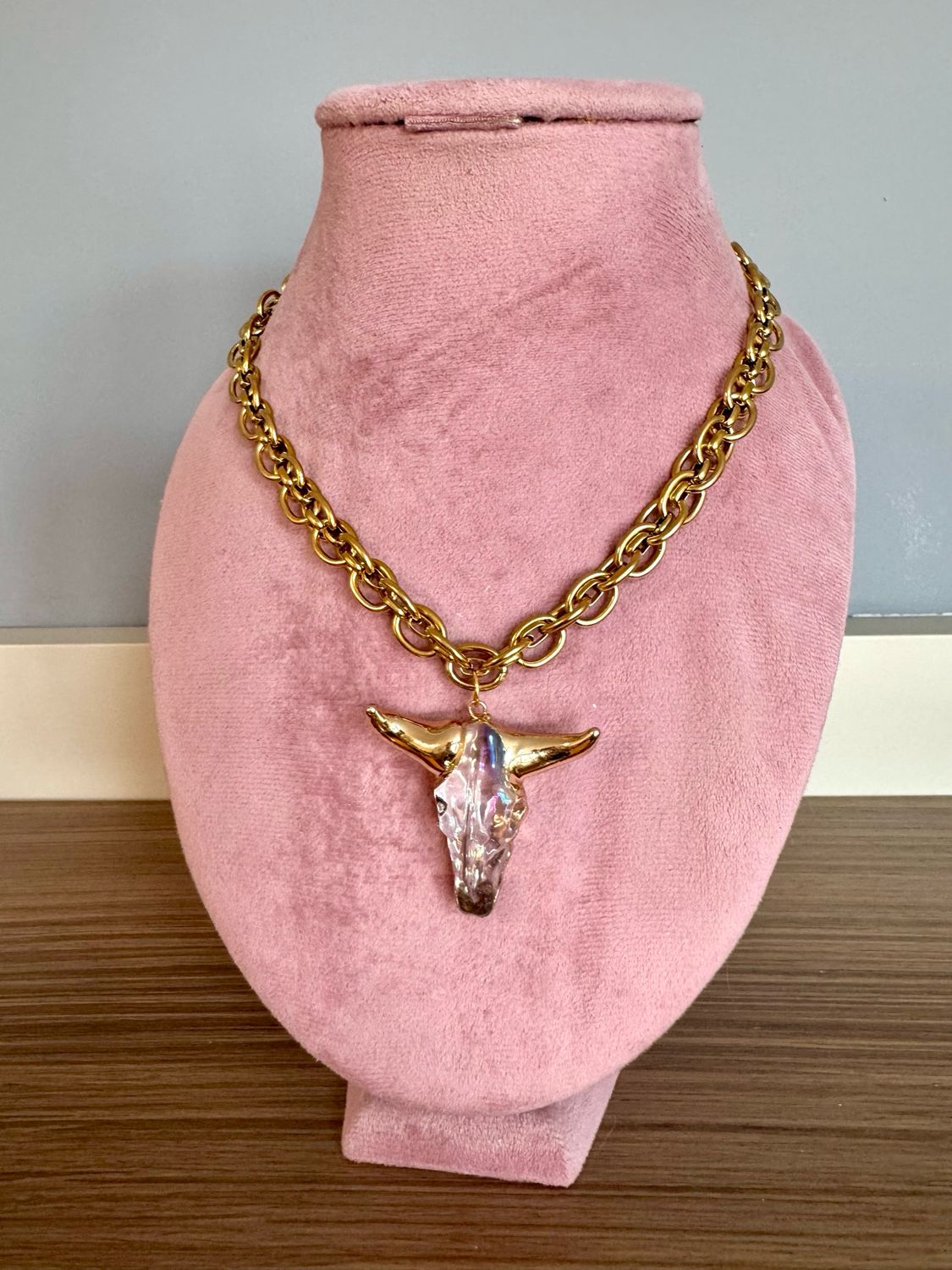 Collar luxury búfalo buey bufalo cristal tornasolado