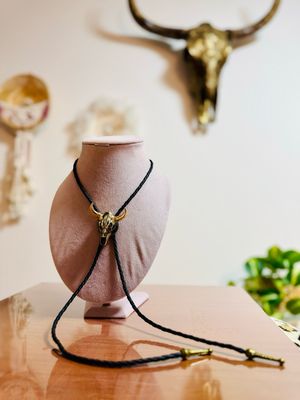 Collar luxury búfalo buey bufalo cordón cuero corbata de bolo estilo vaquero tejano regulable ajustable 