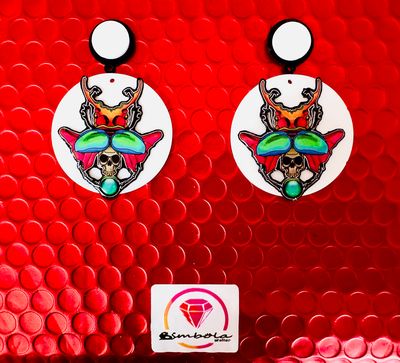 PENDIENTES ESCARABAJO EGIPCIO EARRINGS FUNNY EARRINGS HANDMADE EARRINGS ENTE SHOP DESIGN