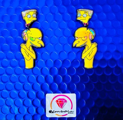 Pendientes Mister Burns pendientes holograficos Halloween earrings pendientes Simpsons Pendientes dibujos animados 