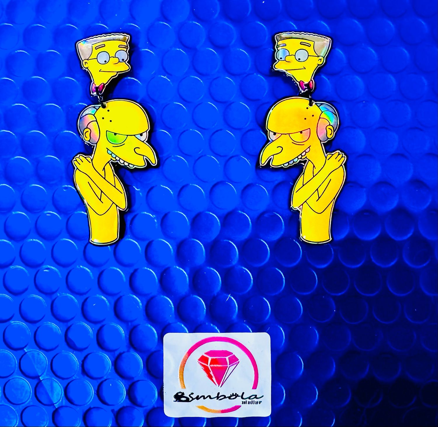 Pendientes Mister Burns pendientes holograficos Halloween earrings pendientes Simpsons Pendientes dibujos animados 
