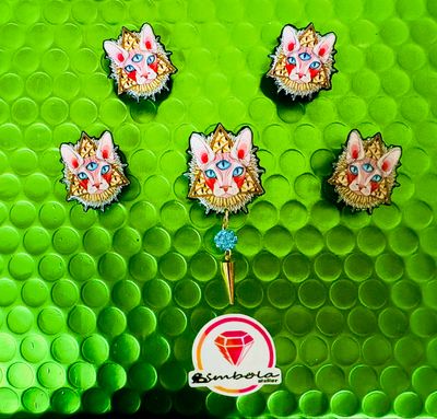 CUBREBOTÓN GATO SPHINX EGIPCIO CUELLO PUÑOS VESTIDO BOTONES ENTESHOP EXCLUSIVE DESIGN