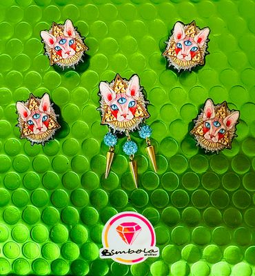 CUBREBOTÓN GATO SPHINX EGIPCIO CUELLO PUÑOS VESTIDO BOTONES ENTESHOP EXCLUSIVE DESIGN