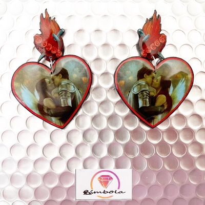 PENDIENTES ROMEO JULIETA EARRINGS FUNNY EARRINGS CARTOON EARRINGS DIBUJOS ANIMADOS PENDIENTES CORAZON HEART EARRINGS