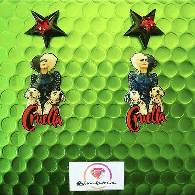 Pendientes Cruella dálmatas earrings funny glitter handmade villana pendientes Dalmatas 