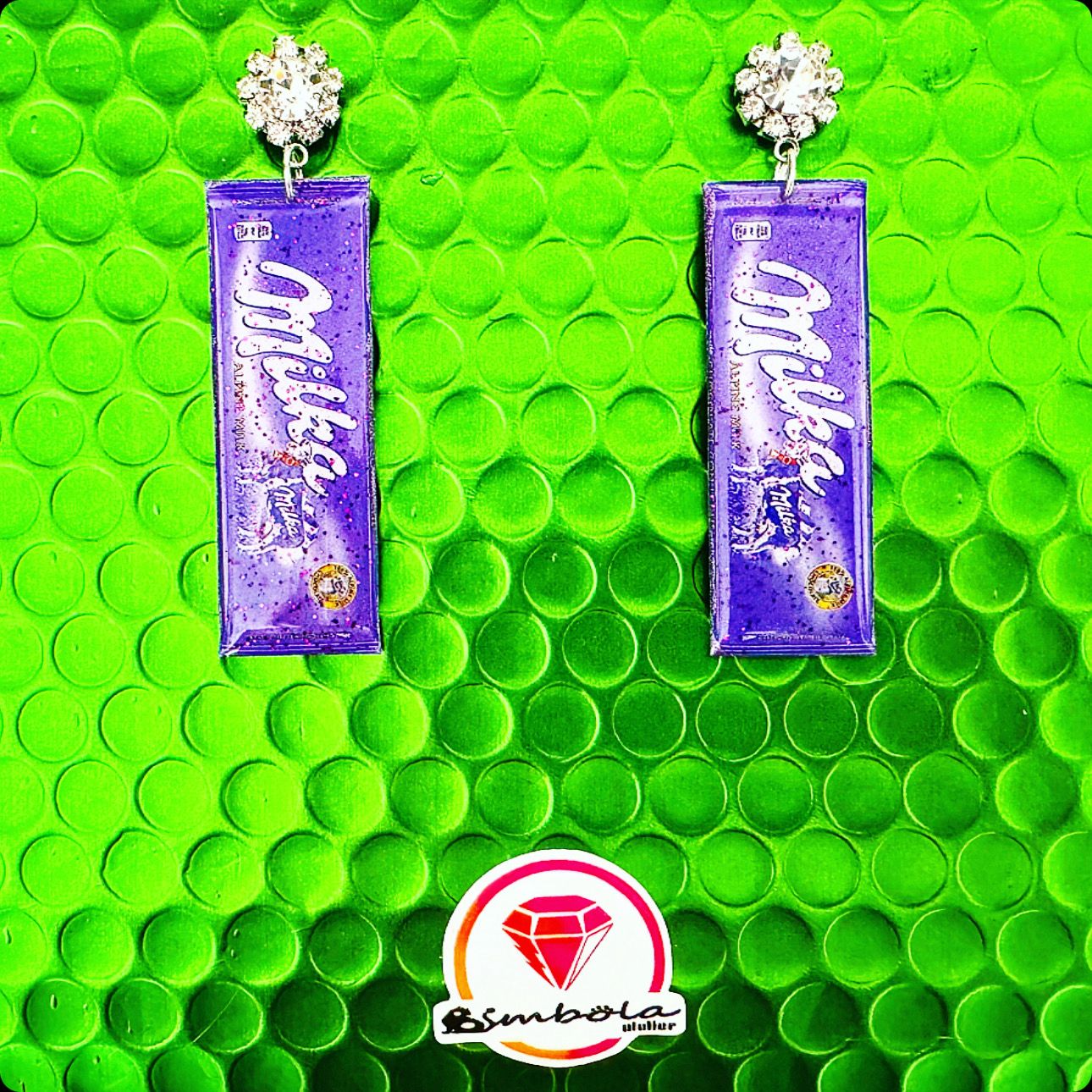 PENDIENTES EXCLUSIVOS MILKA CHOCOLATINA CHOCOLATE EARRINGS FUNNY EARRINGS HANDMADE EARRINGS 