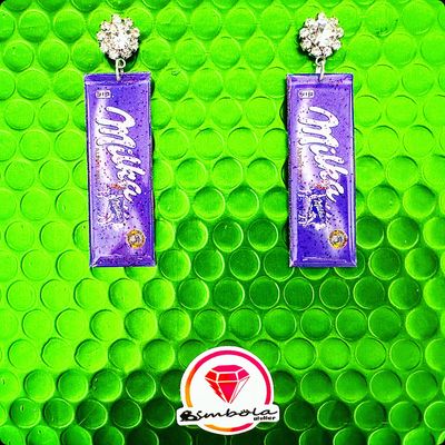PENDIENTES EXCLUSIVOS MILKA CHOCOLATINA CHOCOLATE EARRINGS FUNNY EARRINGS HANDMADE EARRINGS 