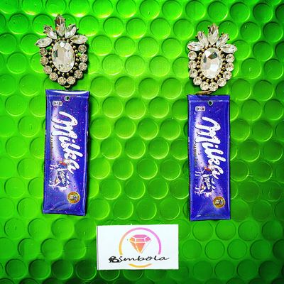 PENDIENTES EXCLUSIVOS MILKA CHOCOLATINA CHOCOLATE EARRINGS FUNNY EARRINGS HANDMADE EARRINGS 