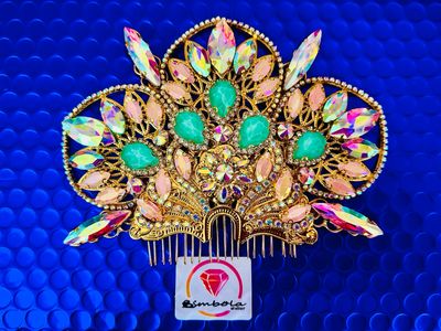 Peineta strass Tiara diamante pedrería lágrimas pepitas boreal oro corona