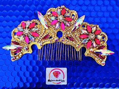 Peineta strass Tiara diamante pedrería lágrimas pepitas boreal oro corona