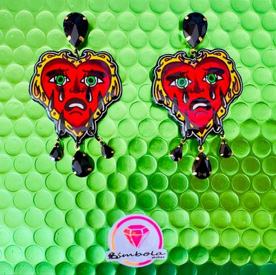 PENDIENTES CORAZÓN HEART EARRINGS ONE LOVE TATTOO HANDMADE EXCLUSIVE DESIGN ENTE SHOP corazón san Valentín 