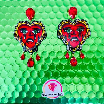 PENDIENTES CORAZÓN HEART EARRINGS ONE LOVE TATTOO HANDMADE EXCLUSIVE DESIGN ENTE SHOP corazón san Valentín 