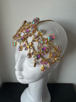 Sombrero gorro strass Tiara diamante pedrería lágrimas pepitas boreal oro corona