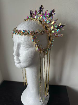 Sombrero gorro strass Tiara diamante pedrería lágrimas pepitas boreal oro corona