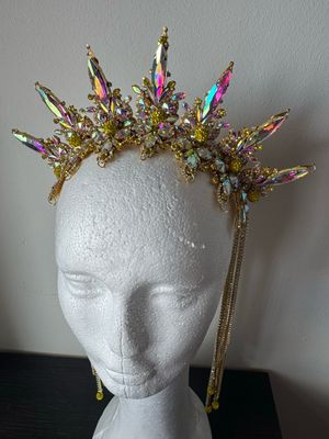 Sombrero gorro strass Tiara diamante pedrería lágrimas pepitas boreal oro corona