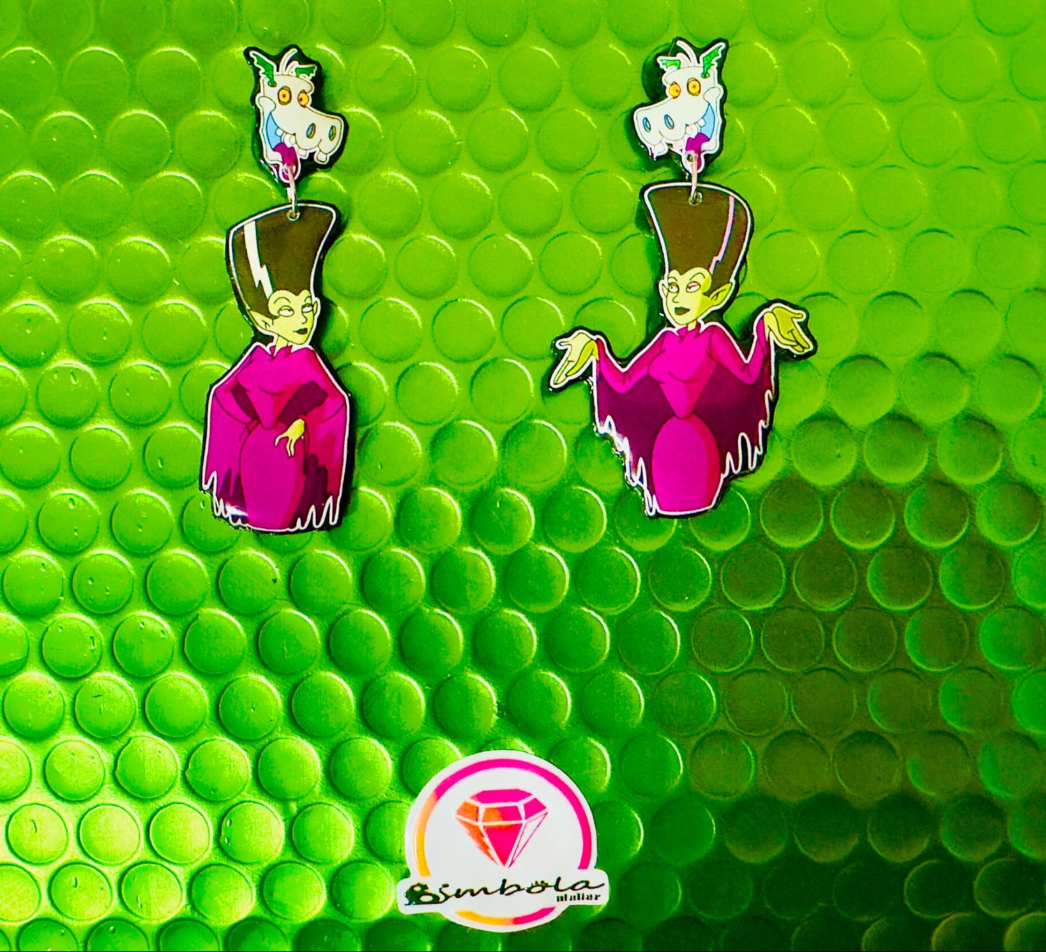 PENDIENTES Gemelas pajarería de Transilvania EARRINGS DIBUJOS ANIMADOS HALLOWEEN exorsisters Bimbela Sinistra