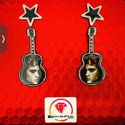 PENDIENTES ELVIS WOMAN EARRINGS GUITAR EARRINGS PENDIENTES CORAZONES 