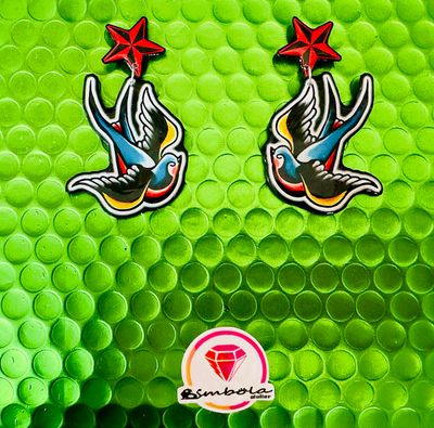 Pendientes golondrinas Tattoo old school love amor pájaros EXCLUSIVE DESIGN ENTE SHOP