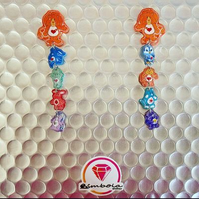 Pendientes amigos osos amorosos pendientes bear earrings glitter earrings lovely earrings care bears earrings 