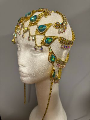 Tiara de cadena de acero Tiara cadena strass Tiara diamante pedrería lágrimas pepitas boreal oro corona