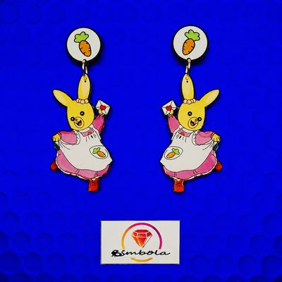 PENDIENTES CONEJITA EARRINGS FUNNY EARRINGS HANDMADE EARRINGS RABBIT EARRINGS ALDEA DEL ARCE