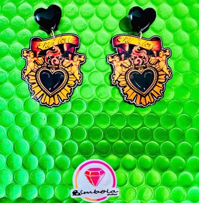 PENDIENTES CORAZÓN HEART EARRINGS ONE LOVE TATTOO HANDMADE EXCLUSIVE DESIGN ENTE SHOP corazón san Valentín 