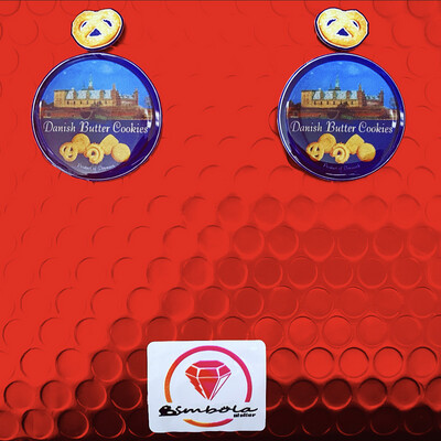 Pendientes caja de galletas danish butter cookies - Reversibles -Ultraligeros - Hechos a mano