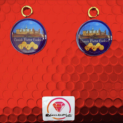 Pendientes caja de galletas danish butter cookies - Reversibles -Ultraligeros - Hechos a mano