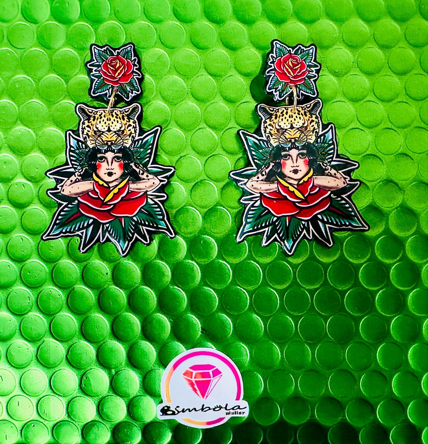 PENDIENTES LEOPARDA LEOPARDO TATTOO DESIGN ENTE SHOP 