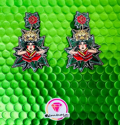 PENDIENTES LEOPARDA LEOPARDO TATTOO DESIGN ENTE SHOP 