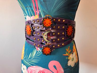 Cinto elástico cinturón jarrón abuela flores polipiel ajustable fajín cintura cuero vegano piel sintética diseño exclusivo @Ente.Shop