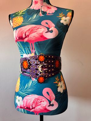 Cinto elástico cinturón jarrón abuela flores polipiel ajustable fajín cintura cuero vegano piel sintética diseño exclusivo @Ente.Shop