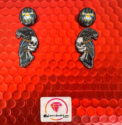Pendientes cuervo calavera diamante EXCLUSIVE DESIGN ENTE SHOP