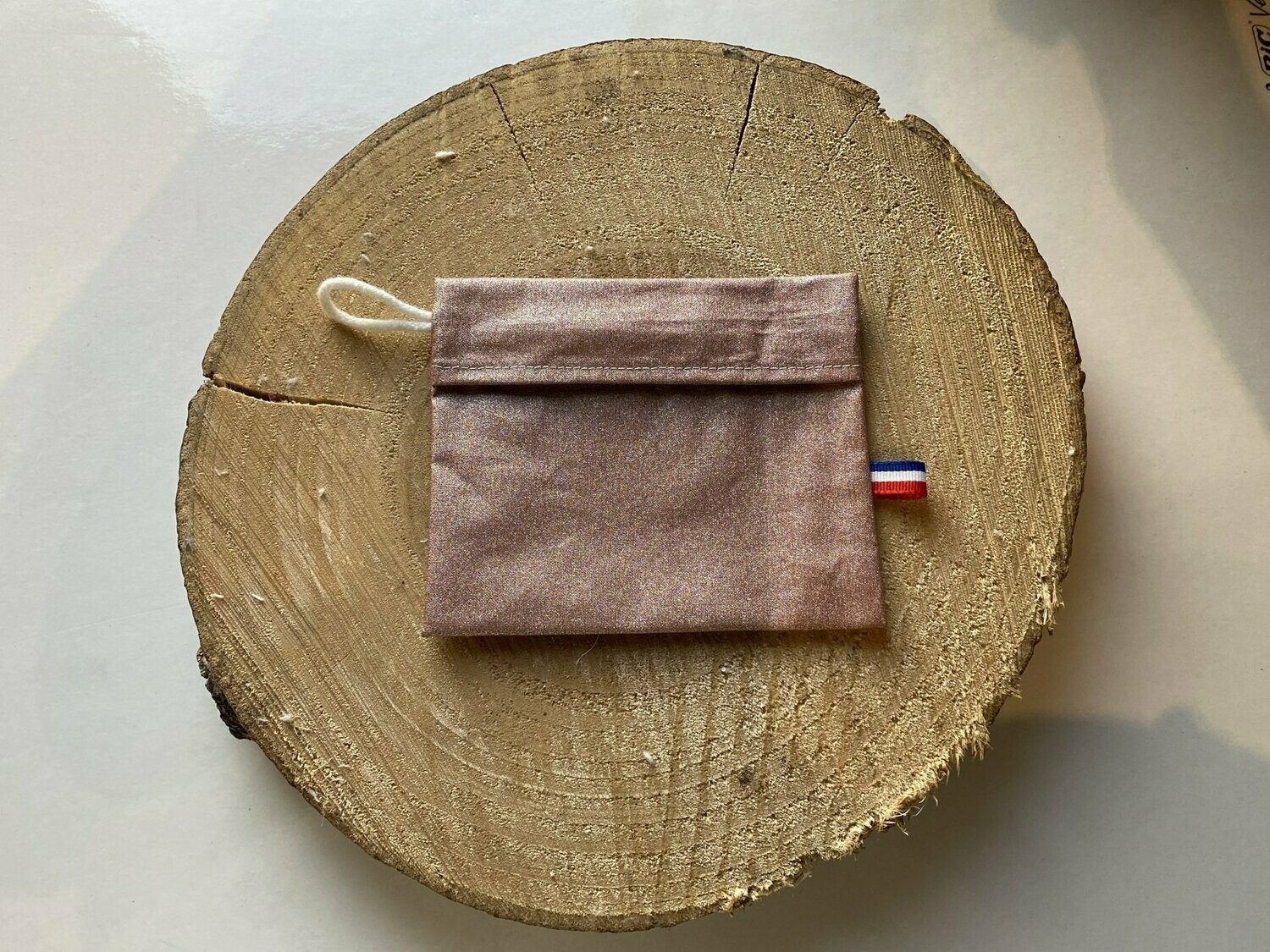 Pochette enduite "rose pailletée"