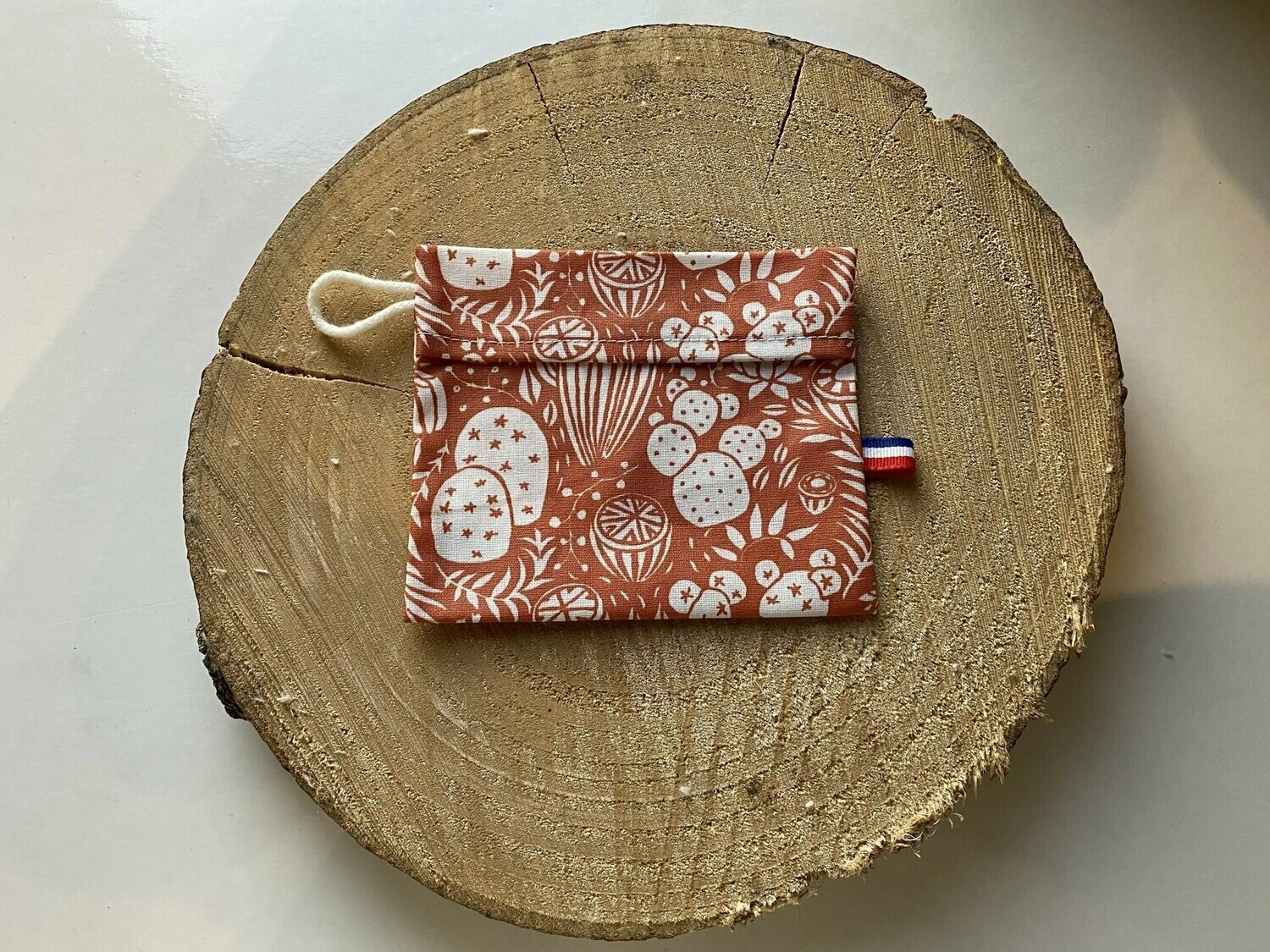 Pochette enduite "orange et cactus "