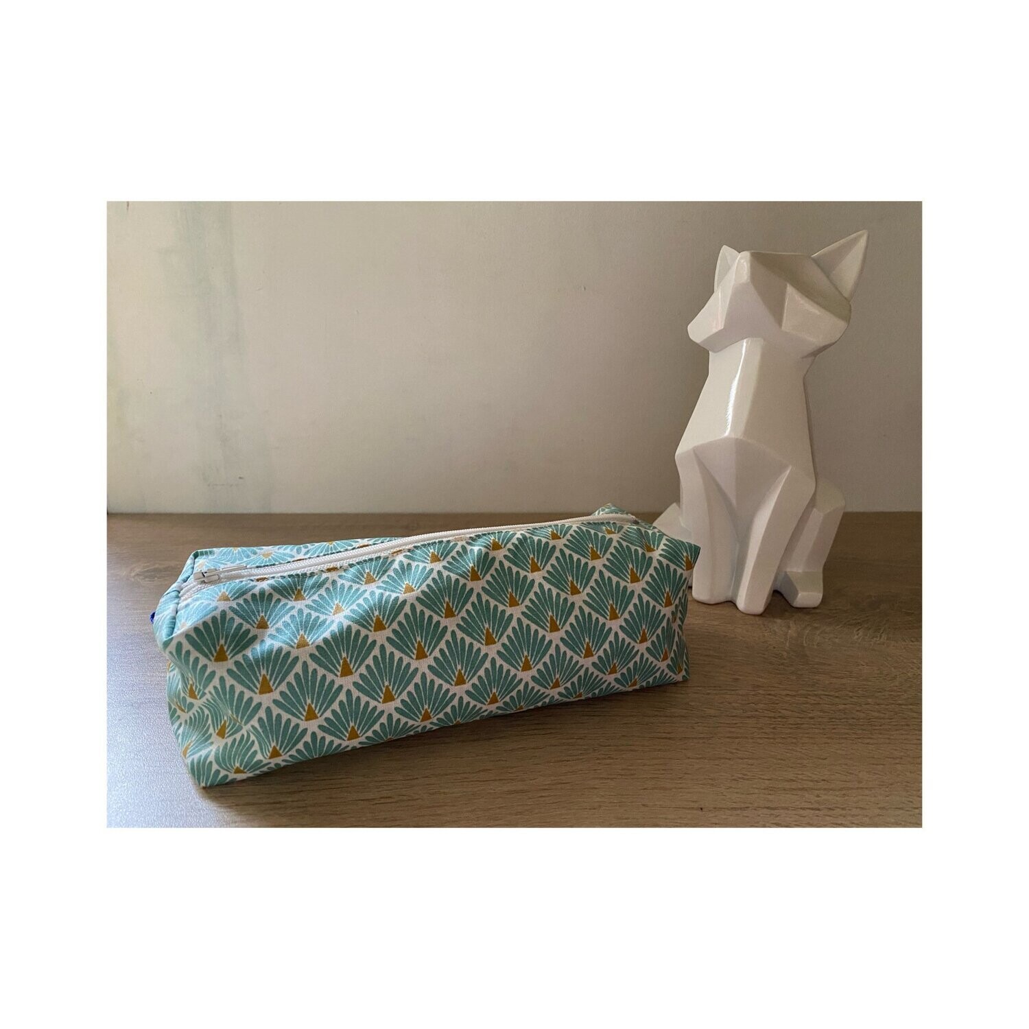Trousse d'école à motifs géométriques bleus et dorés