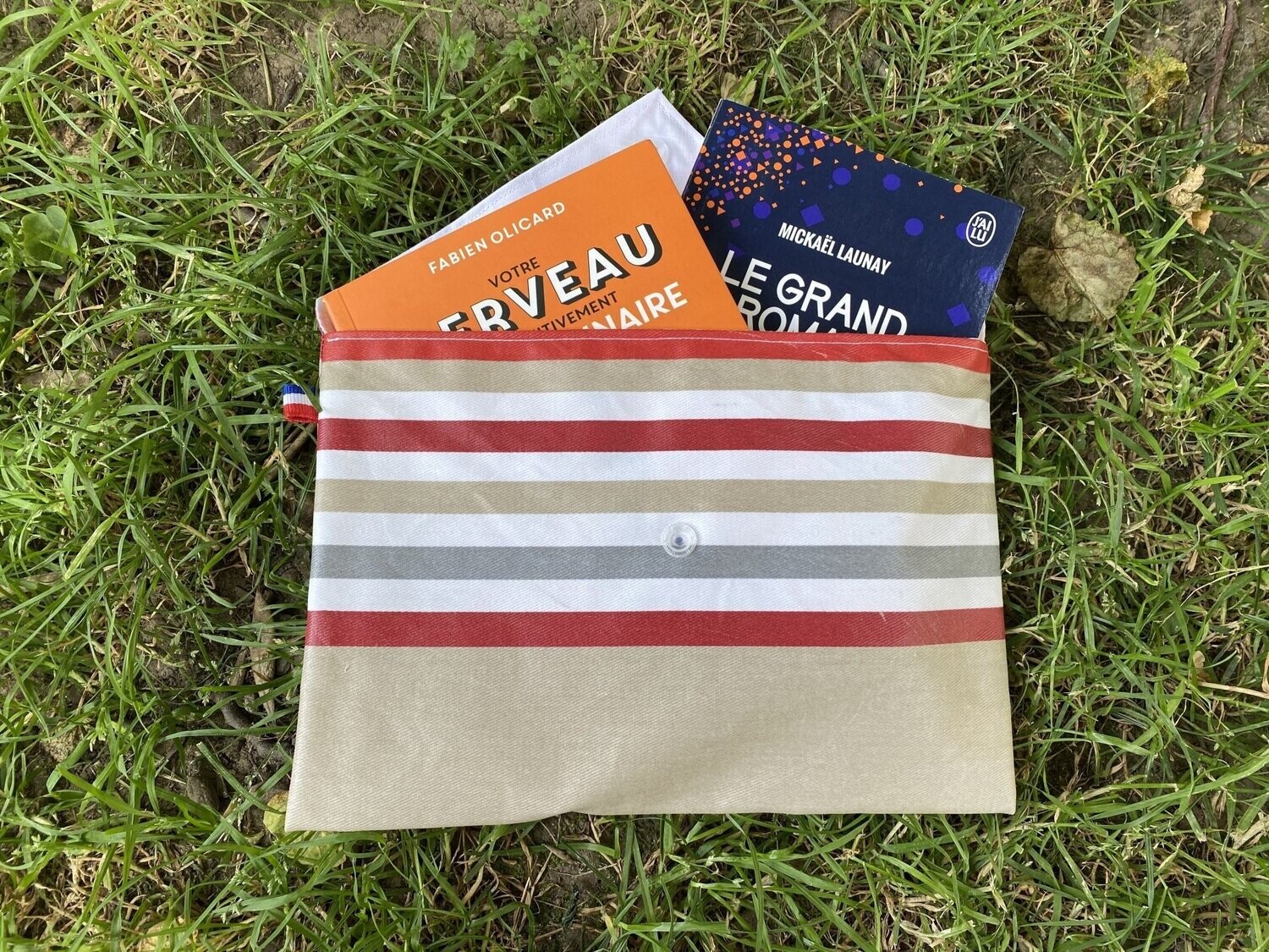 Pochette à livre à rayures