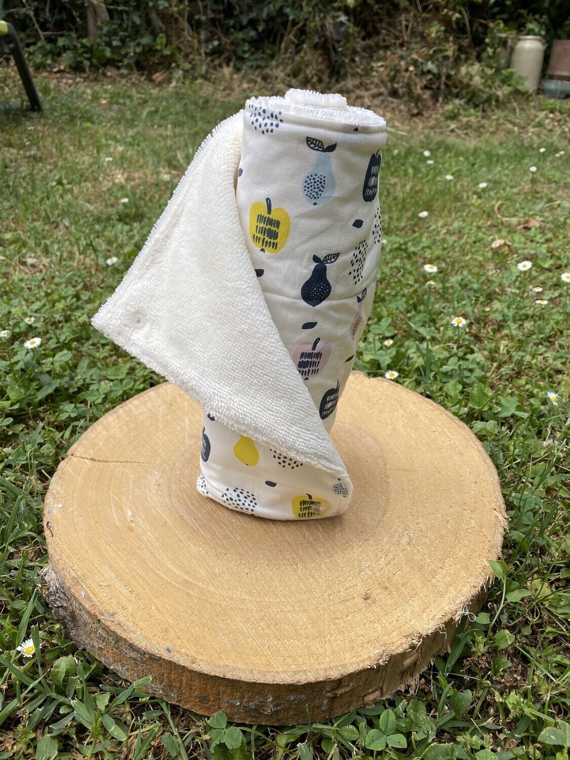 Rouleau de 5 feuilles essuie-tout lavables à motifs poires, pommes
