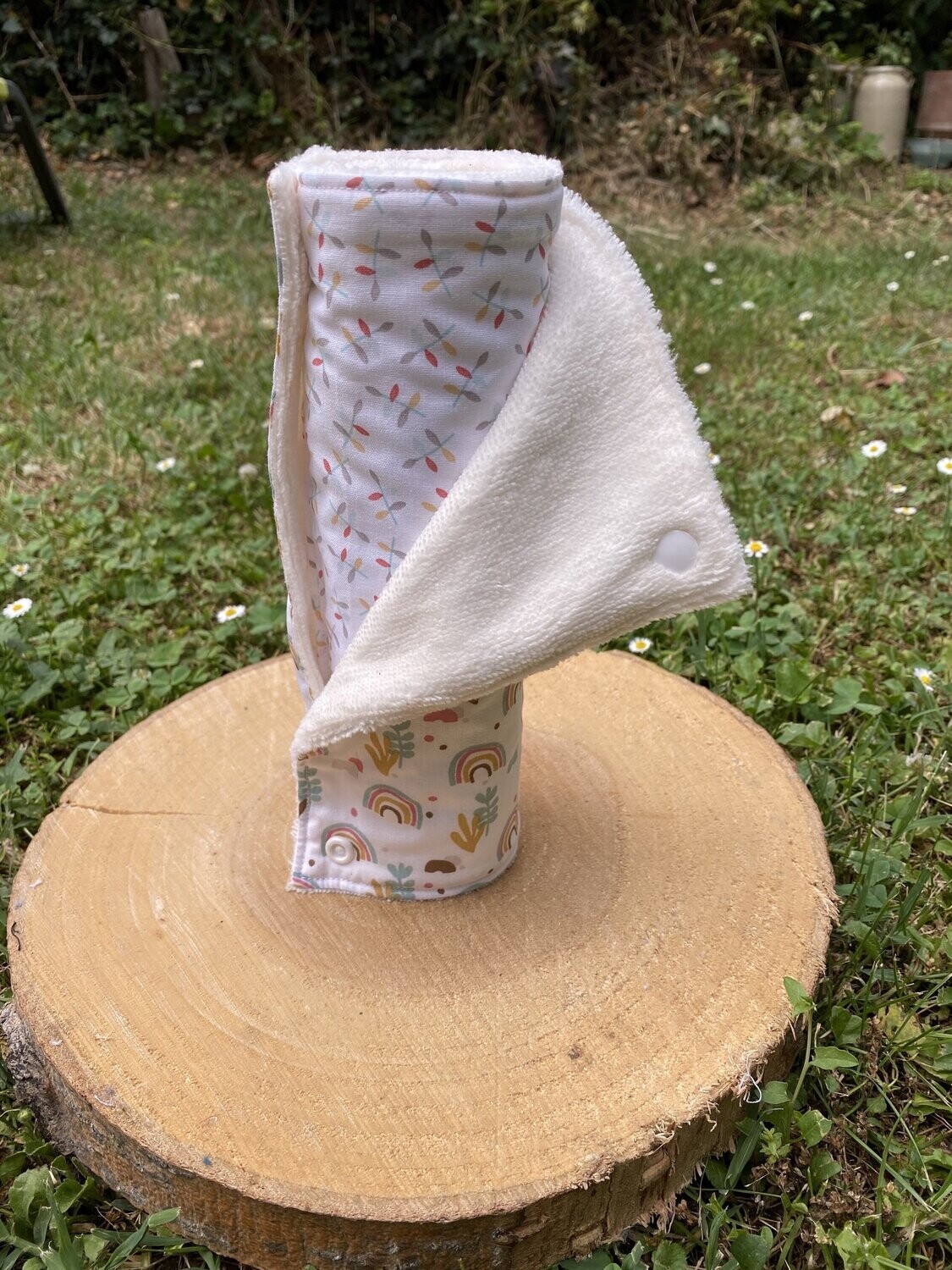 Rouleau de 5 feuilles essuie-tout lavables à motifs arc en ciel et feuillages