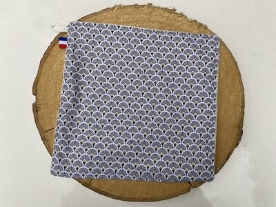 Grande lingette lavable à motifs géométriques gris