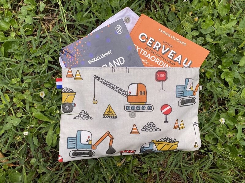 Pochette à livre à motifs "travaux"