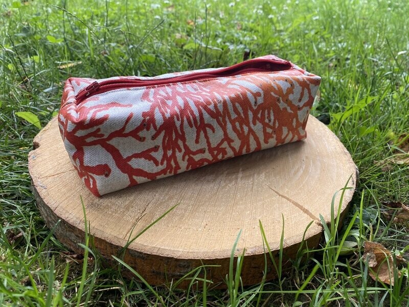 Trousse d'école à motifs algues oranges
