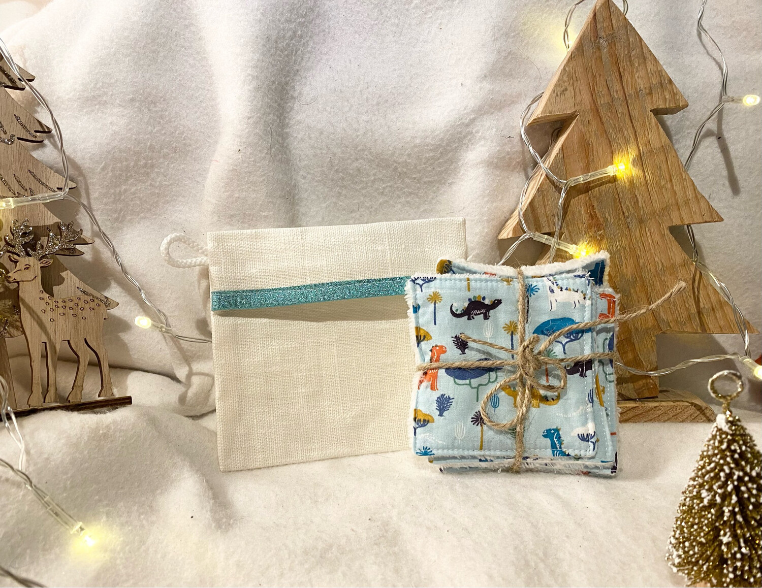 Ensemble Lingettes lavables et la pochette enduite