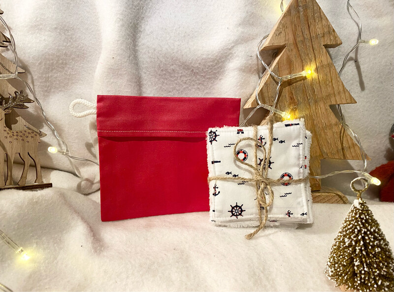 Ensemble Lingettes lavables et la pochette enduite